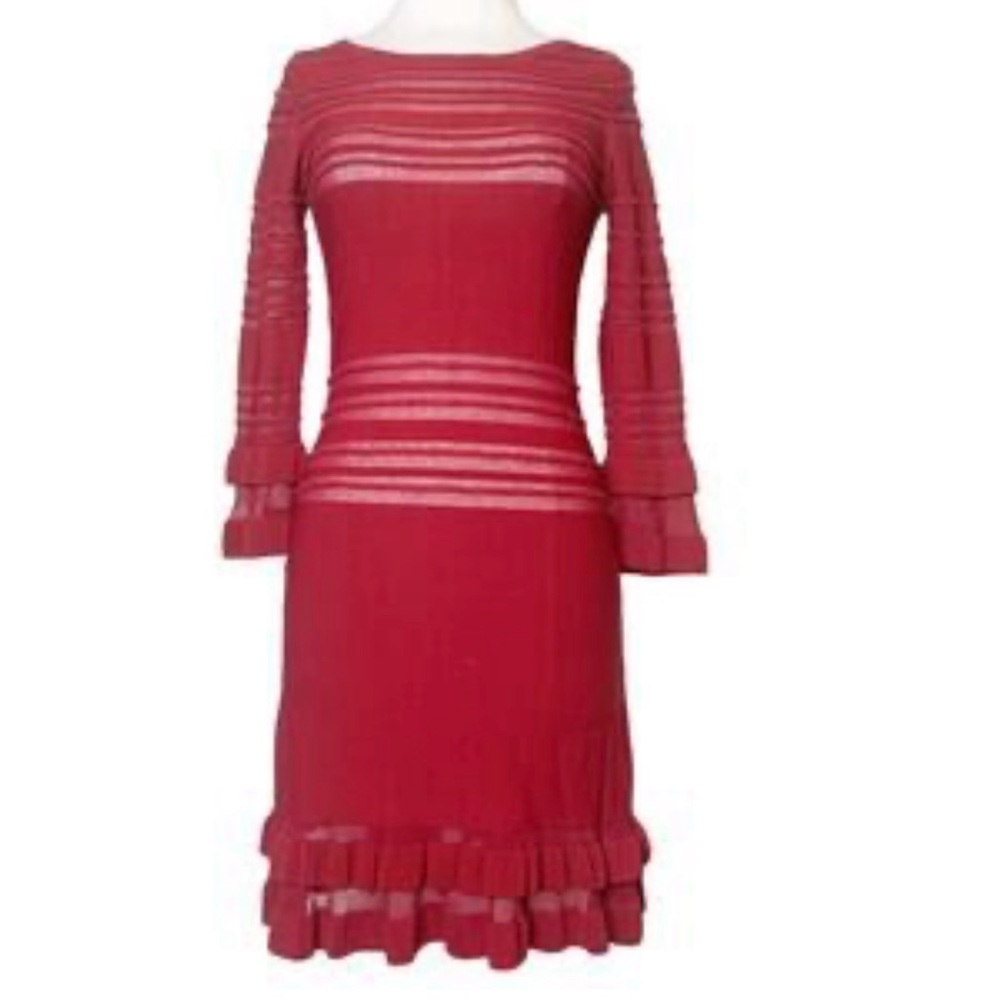NWT FOR LOVE AND LEMONS KNITZ RED LONG SLEEVED DRESS